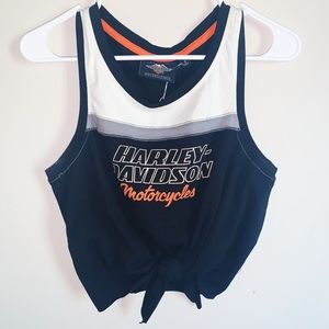 Vintage Harley Davidson Cropped + Tied Tank